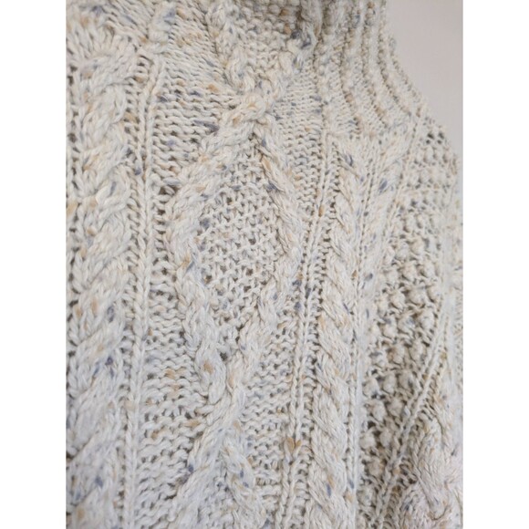 Vtg Express Tricot Handknit Cream Sweater Angora Wool Chunky Fisherman Medium - Picture 4 of 10